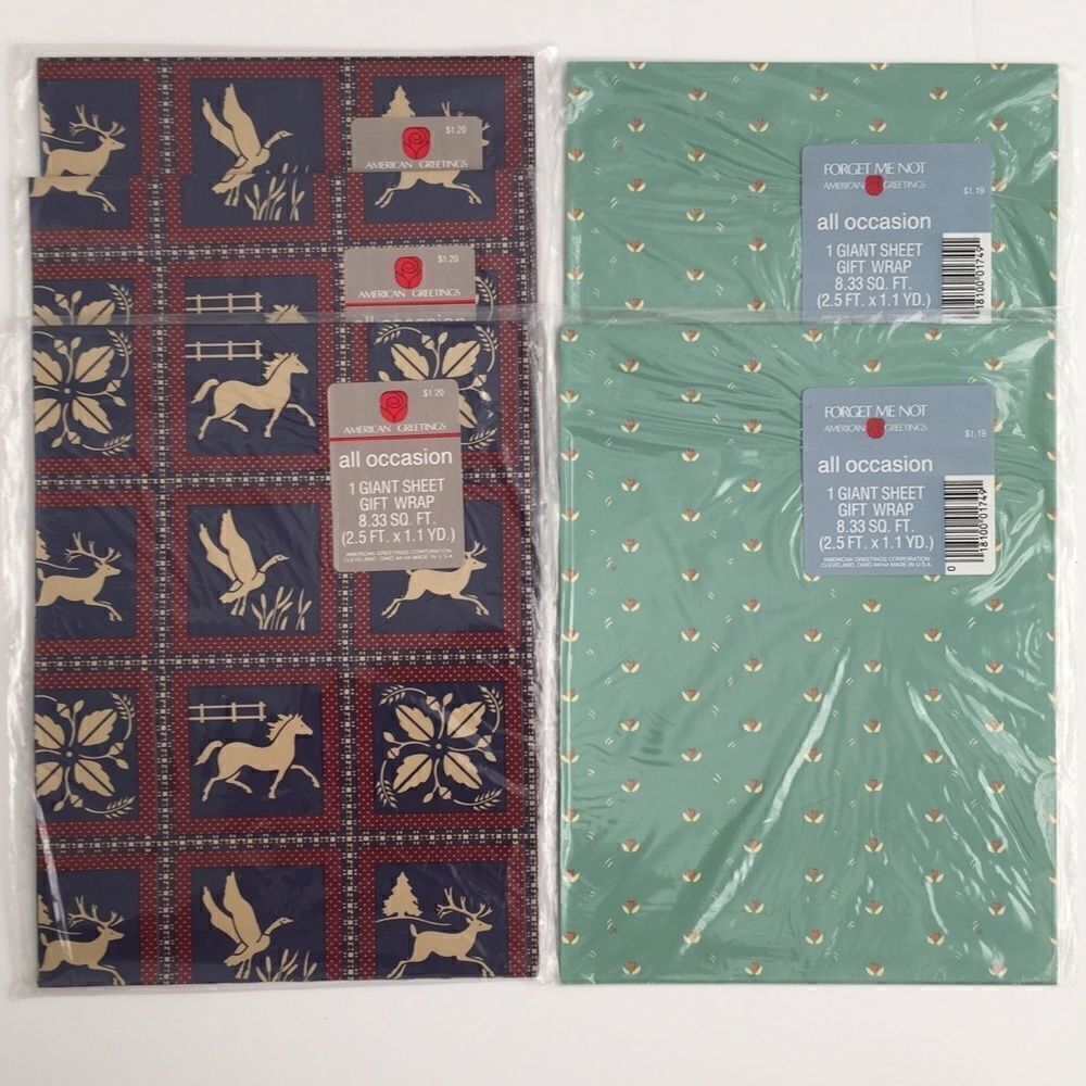 Vintage Forget Me Not American Greetings All Occasion Giant Sheet Gift Wrap